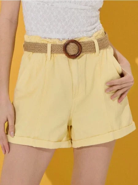 Джинсові шорти paperbag з жовтий