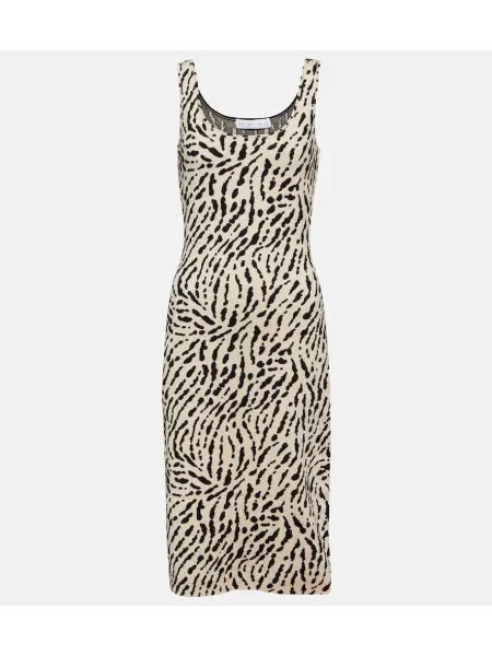 Šilkinė raštuota midi suknelė Proenza Schouler iki kelių balta