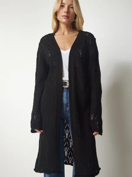 Happiness İstanbul Palton tricotat negru