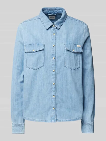 Bluzka jeansowa o kroju regular fit z na piersi model ‘Style Sedana’ Mustang niebieska