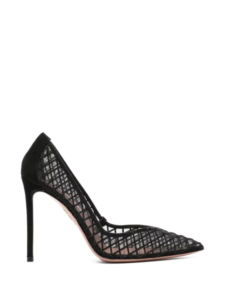 Pantofi cu toc Aquazzura plasă negru