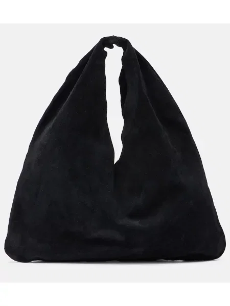 Geantă The Row din piele de căprioară negru