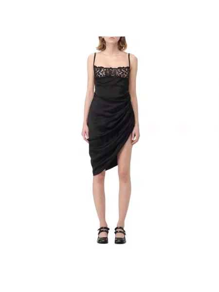 Satynowa sukienka Jacquemus czarna