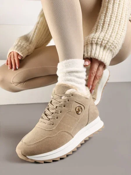 Sneakers-uri căptușite maro închis pe platformă Appopis bej