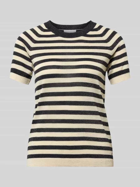 T-shirt o kroju regular fit z mieszanki z efektem dzianiny Jake*s Collection granatowa