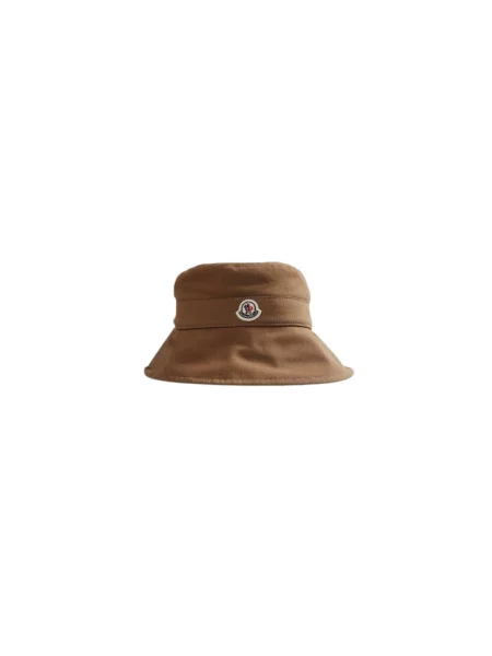 Kapelusz Moncler płócienny z logo brązowy