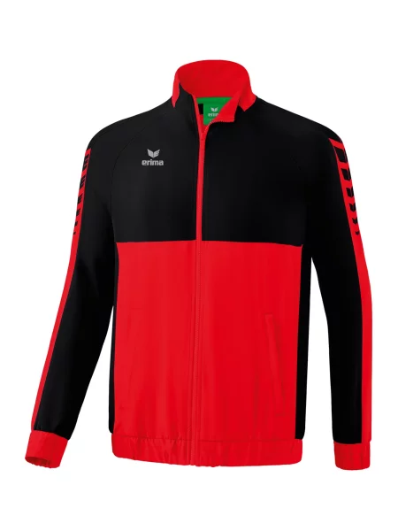 ERIMA Sportovní bunda Six Wings stříbrně šedá / červená černá