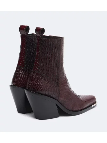 Botine Rabanne din piele cu model piele de șarpe