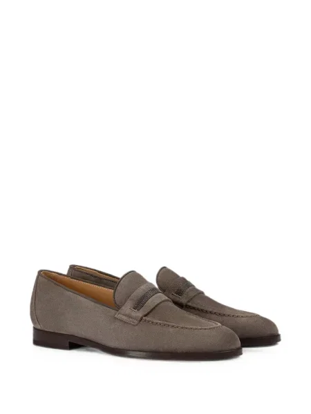 Pantofi loafer Doucal's din piele de căprioară gri