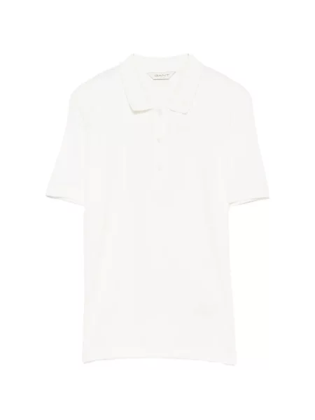 Top Gant cu broderie tricotate alb