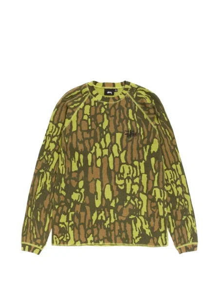 Pulover Stüssy cu imagine cu model camuflaj verde