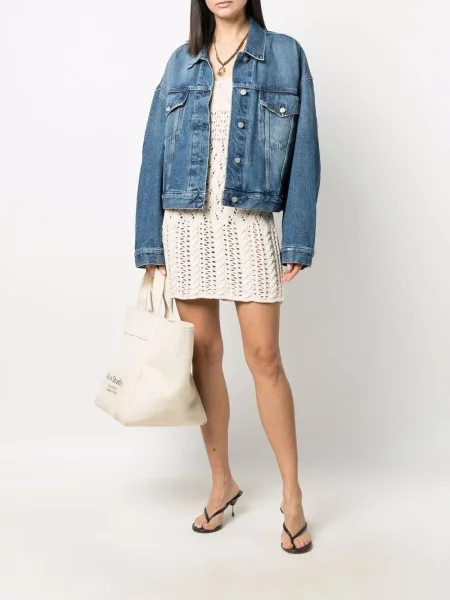 Džinsinė striukė Acne Studios apkarpytas mėlyna