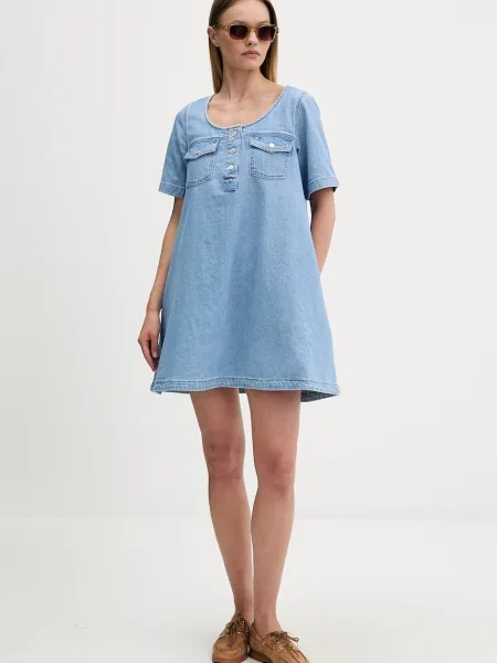 Tommy Jeans rochie evazată din denim albastru