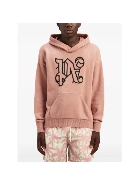 Bluza z kapturem Palm Angels z kaszmiru z kapturem różowa