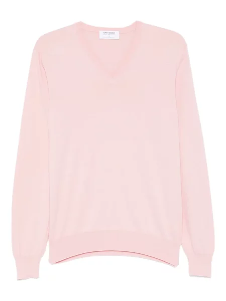 Pulover Gran Sasso cu decolteu în V roz