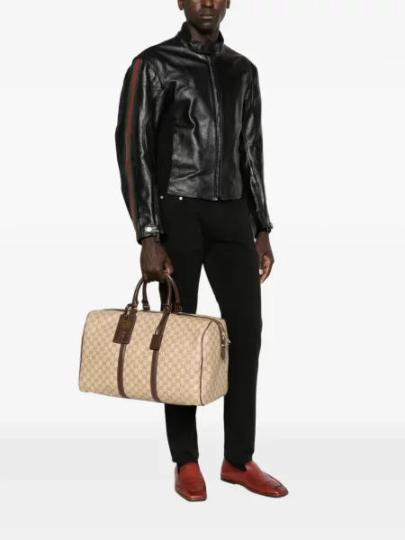 Geanta de piele Gucci cu dungi negru