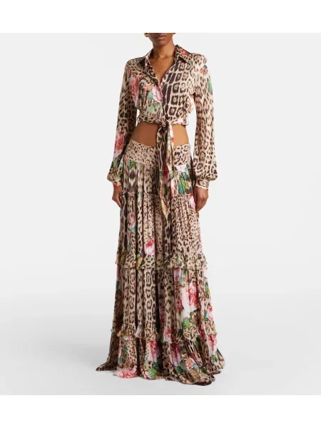 Decupat cămașă Roberto Cavalli cu imagine maro