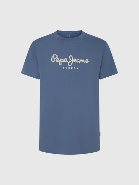Тениска Pepe Jeans ABEL с принт синьо