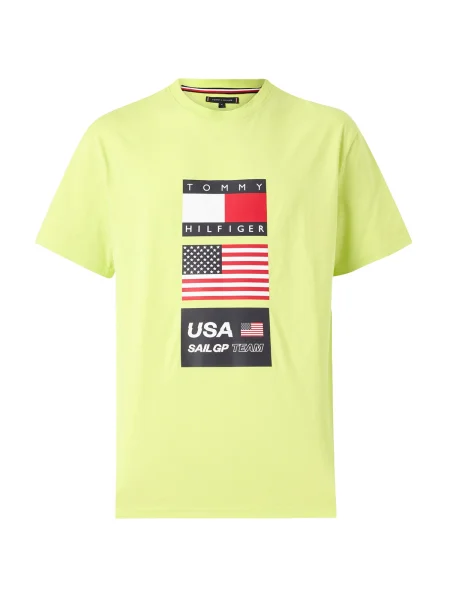 TOMMY HILFIGER Póló SAILGP SAILING világoszöld / piros / fekete fehér