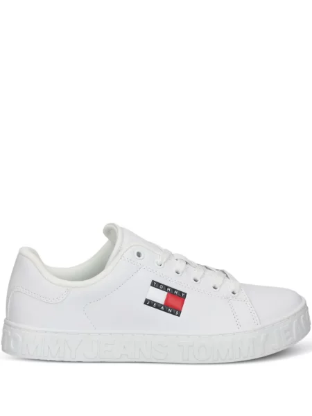 Sneakerși Tommy Jeans din piele cu imagine alb