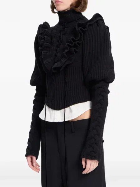 Pulover Ann Demeulemeester cu volane negru