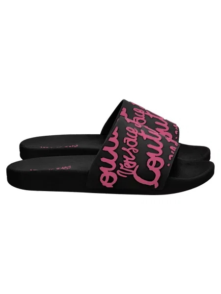Klapki Versace Jeans Couture z autografem czarne