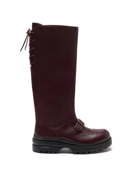 Botine Lili Curia cu șireturi din dantelă maro