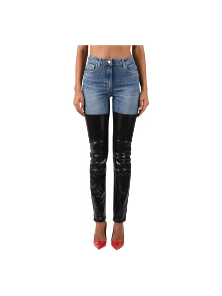 Skinny jeansy skinny Elisabetta Franchi niebieskie