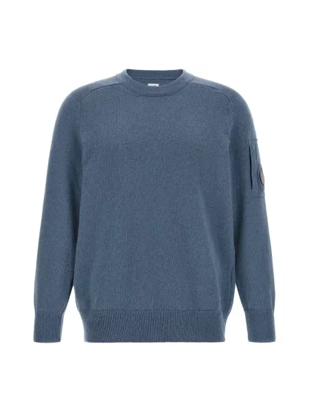 Lniany sweter C.p. Company niebieski