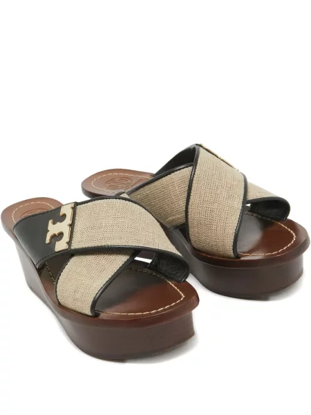 Sandale Tory Burch cu pană cu bretele negru