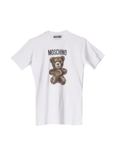 Krótka koszulka Moschino z krótkim rękawem biała