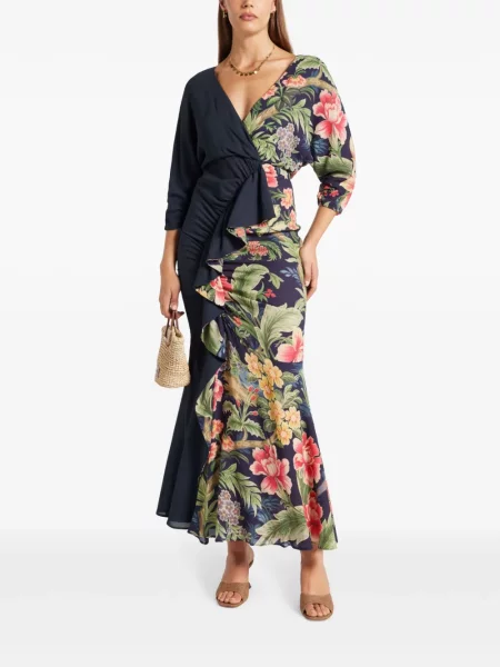 Rochie Etro cu model floral cu imagine de costum albastru