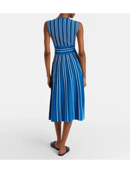 Rochie midi Max Mara cu dungi tricotate albastru
