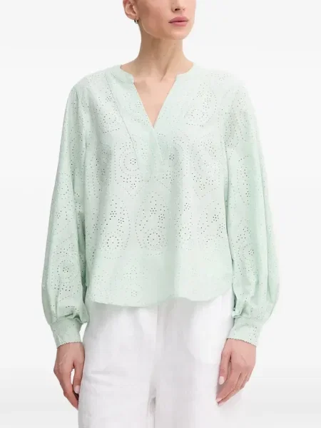 Bluzka Mos Mosh z dekoltem w serek zielona