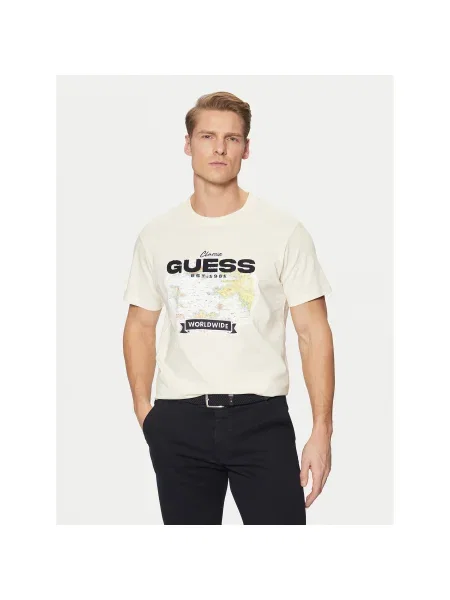 Guess Póló Ekru Regular Fit
