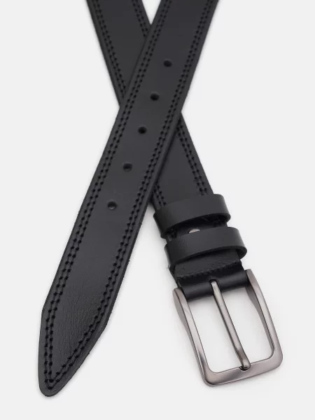 Кожаный ремень Borsa Leather с ремешками черный
