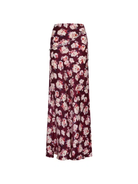 Fusta maxi Rabanne de mătase cu model floral roz