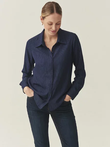 Cămașă Tatuum din satin cu dungi albastru