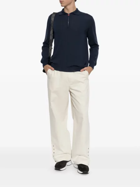 Lung tricou polo Kiton albastru