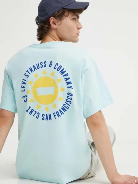 Тениска Levi's тюркоазено с апликация