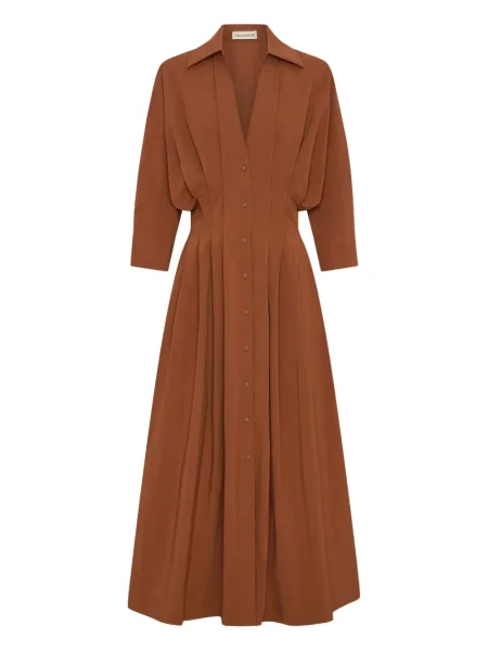 Rochie midi Nicholas plisată până la genunchi de costum portocaliu