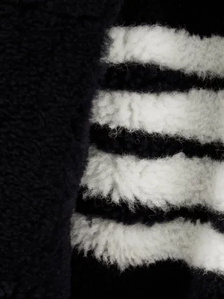 Μπουφάν πουκάμισο Thom Browne από δέρμα προβάτου μαύρο