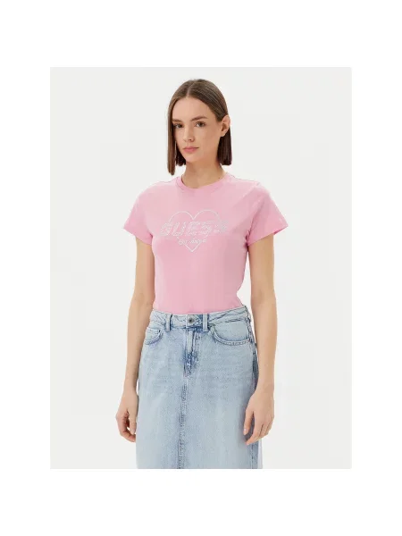 Guess T-shirt Regular Fit ružičasta