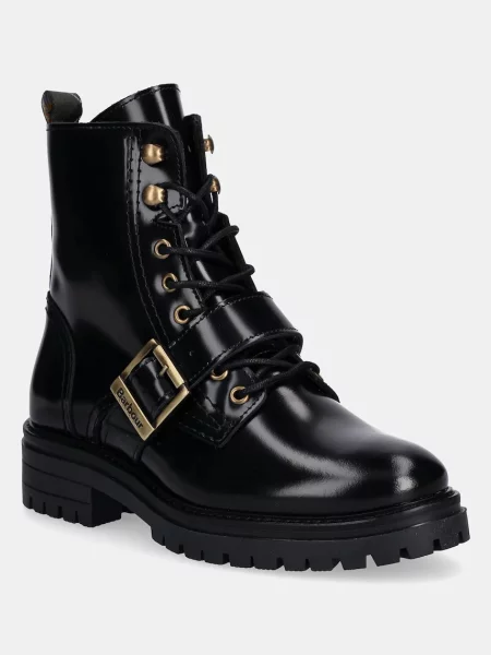 Barbour cizme de piele Ouseburne cu plat negru