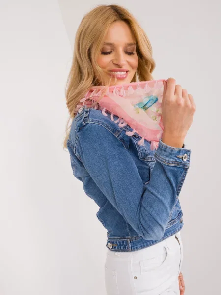 Fular Fashionhunters cu model floral roz