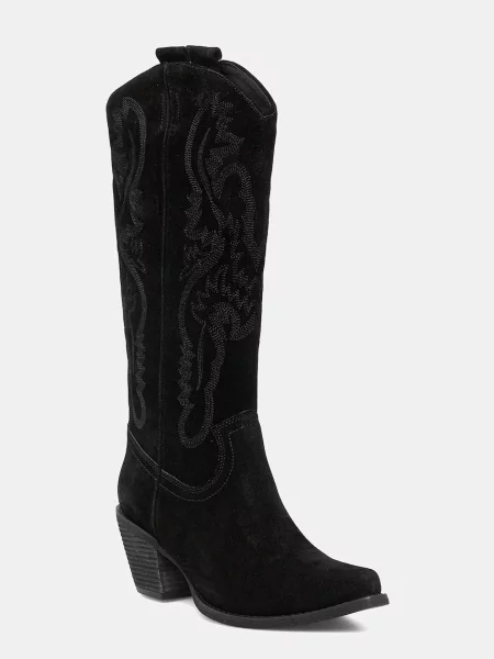 Велурени каубойски ботуши Jeffrey Campbell RANCHER-K с дебел черно
