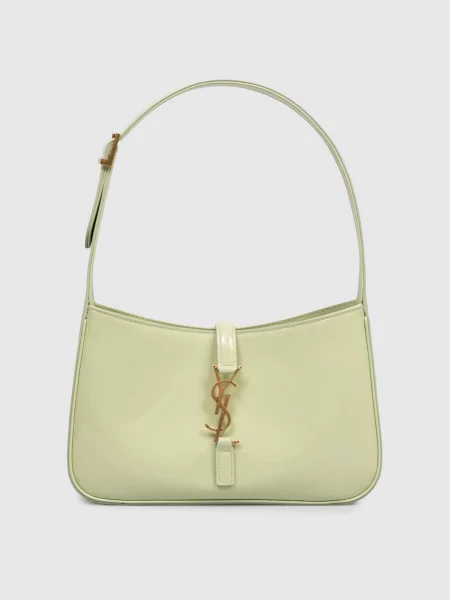 Шкіряна лакована сумка Saint Laurent зелена