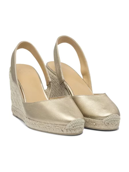 Espadryle Castaner skórzane na koturnie żółte