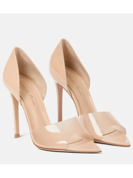 Кожени сандали Gianvito Rossi с отворена пета черно