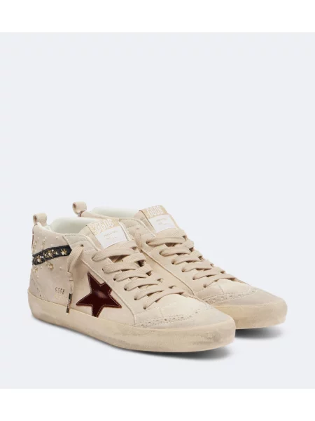 Top Golden Goose din piele de căprioară alb